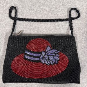 Red Hat Society Women's Beaded Clutch Black & Red Elegant Design
